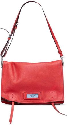 Prada Pre-owned Shoulder Bags, female, Red, Size: ONE SIZE Pre-owned Leather Messenger Bag