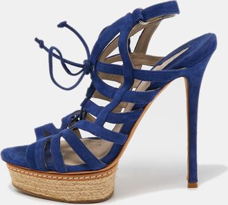 Le Silla Blue Suede Strappy Platform Sandals
