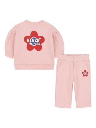 Kenzo 100% Cotton Sweatshirt and Pants Set - Pink