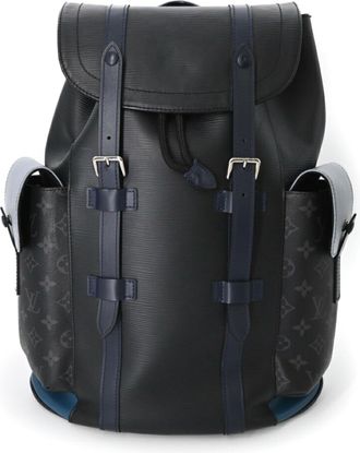 Louis Vuitton Black Blue Gray Monogram Eclipse Monogram Eclipse Epi Leather Backpack (Pre-Owned)