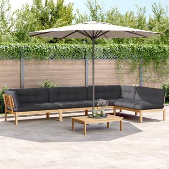 vidaXL Set De Sof&aacute;s De Palets De Jard&iacute;n Y Cojines 5 Pzas Madera Acacia Vidaxl