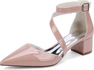 Generic Women Chunky Bridal Low Kitten Heel Pointed Toe Wedding Bridal Pumps Classic Party Office Heels 4.5Cm,Nude Pink,10 UK