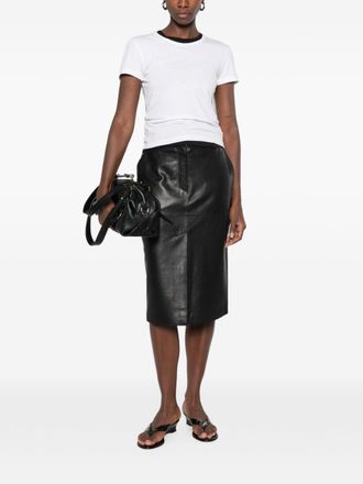 Parosh Leather Panelled Skirt - Black
