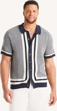 Nautica Big & Tall Classic Fit Jacquard Button-Front Polo