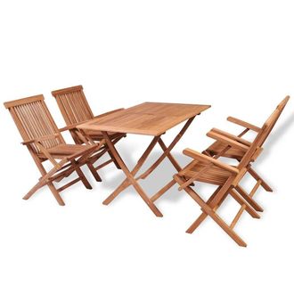 Berkfield Home 5 Piece Garden Dining Set Solid Teak Wood in Brown