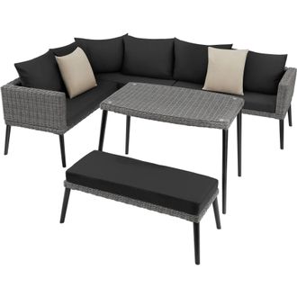 TecTake Rattan lounge set with aluminum frame, Pula in Grey | Size: 4 Person