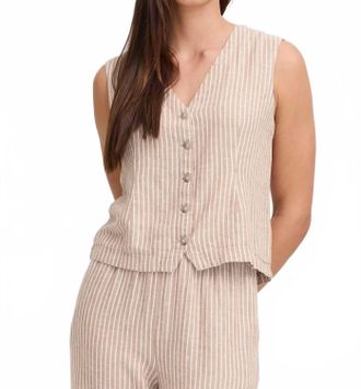 b.young Quiet Afternoon Vest In Toffee Stripe