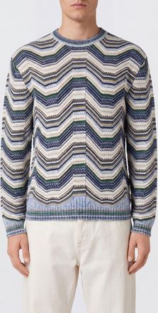 Missoni Maglia girocollo slim fit in misto lana con motivo a zig zag multicolor