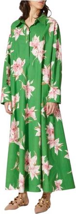 Valentino Garavani Valentino Green Floral Lilium Shirt Dress Size S