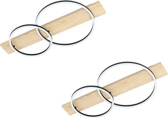 Loops 2 PACK Wall Flush Ceiling Light Black Brown Shade White Plastic LED 1x12W 1x12W