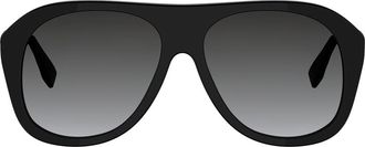 Fendi Baguette 57mm Gradient Square Sunglasses in Shiny Black /Gradient Smoke at Nordstrom