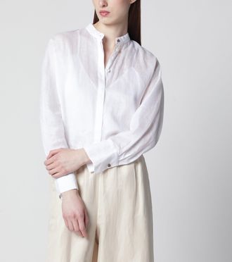 Max Mara Baldili ramie canvas shirt in white