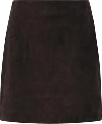 Rotate Suede Mini Skirt - female - ROTATE Birger Christensen - Leather Skirts - Brown - S - Skirts
