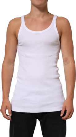 Dolce & Gabbana Mens White Sleeveless Round Neck Tank Top T-Shirt Cotton