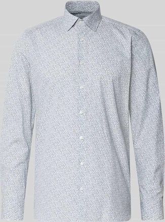 Olymp Level 5 Slim Fit Business-Hemd im Allover-Look mit Kentkragen in Gruen Melange, Gr&ouml;&szlig;e 38