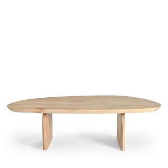 DRAWER Mesa baja de forma org&aacute;nica de madera maciza de mango - Madera clara