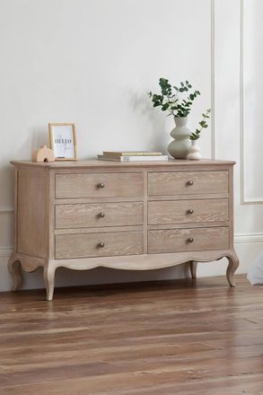 Julian Bowen Camille French Style 6 Drawer Wide Chest in Beige
