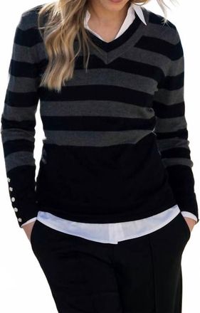 Marble Scotland Womens Striped Sweater In Charcoal