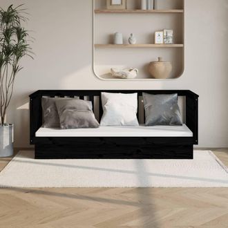 vidaXL Vidaxl - Sof&aacute; Cama Sin Colch&oacute;n Madera Maciza De Pino Negro 90x190 Cm