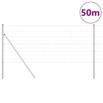 Berkfield Home Modern Field Fence 1x50 m Galvanised Steel in Silver