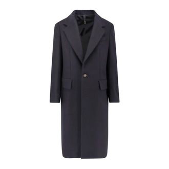 Hev&ograve; Virgin Wool Coat - male - Hevo - Single-Breasted Coats - Blue - 4XL - Coats