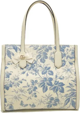Gucci Blue Ivory Canvas Tote Bag (Pre-Owned)