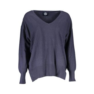 North Sails V-neck Knitwear, female, Blue, Size: S V-neck Wool Sweater