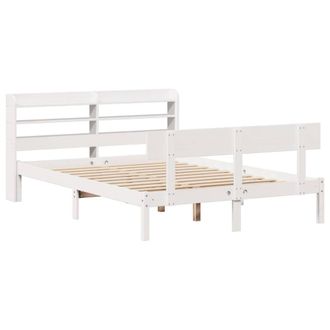Berkfield Home Beautiful Bed Frame without Mattress White 135x190 cm Double Soli