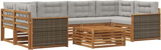 vidaXL Conjunto De Sof&aacute;s De Exterior 7 Uds. Natural Y Gris Claro Vidaxl