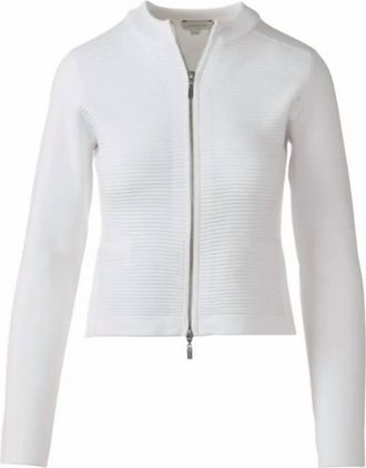 Kinross Cashmere Womens Fitted Zip Cardigan In White