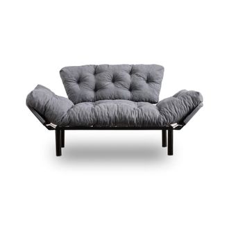 Dmora Sof&aacute; Cama 2 Plazas Guchol, Reclinable Con Almacenaje Y Reposabrazos, 155x70 Cm Gris