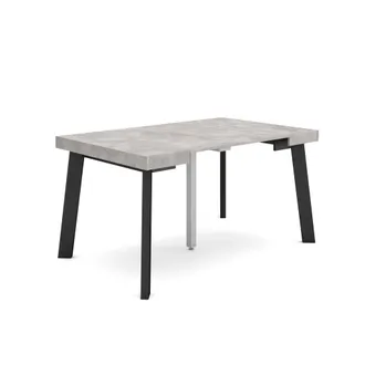 Skraut Home Mesa Consola Extensible, Mesa Comedor Plegable, 140, Para 6 Comensales, Patas De Madera, Estilo Moderno, Gris Cemento - Skraut Home