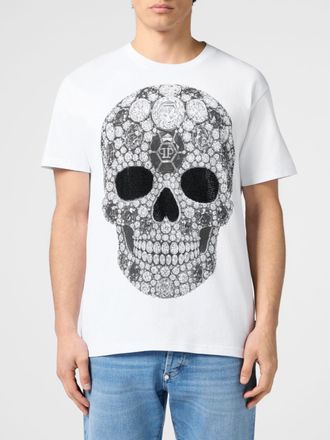 Philipp Plein T-shirt girocollo in cotone con skull