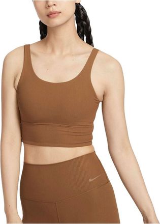 Nike (WMNS) Nike Zenvy Rib Light-Support Padded Longline Sports Bra Asia Sizing Light British Tan HF1543-281