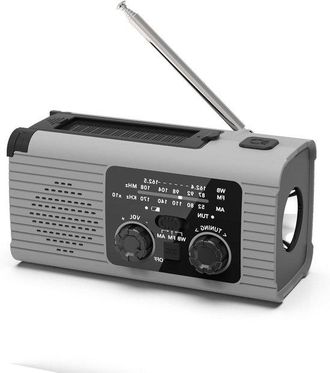No Brand Radio Di Emergenza Meteo, 4000 Mah, Ricaricabile Tramite Energia Solare, Manovella Manuale E Usb, Radio Am/fm Di Sopravvivenza, Grigia