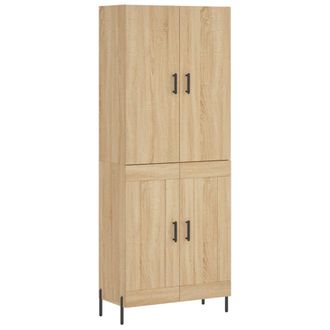 vidaXL Aparador Alto Madera Contrachapada Color Roble 69,5x34x180 Cm Vidaxl