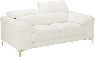 Vente-Unique Sof&aacute; 2 plazas de piel SOLANGE - Blanco