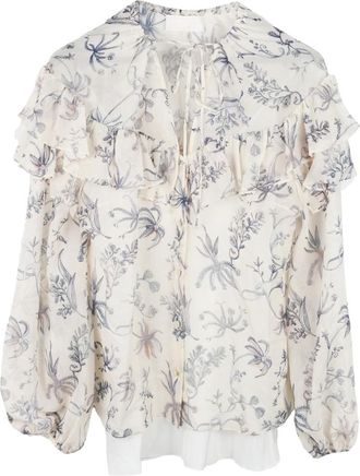 Peter Pilotto Wildflower Ruffled Long Sleeve Blouse Size M