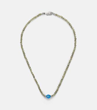 Ileana Makri Collar de oro blanco de 9 ct (375/1000) y plata de ley (925) con granates y diamantes