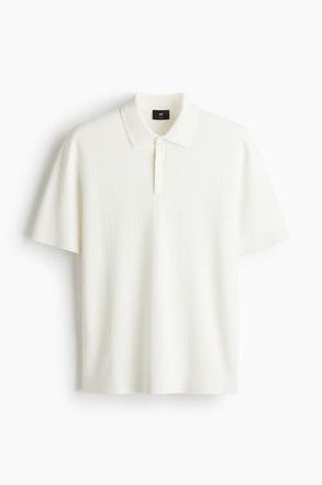 H&M Slim Fit Textured Polo Shirt in White at Nordstrom, Size Xxx-Large