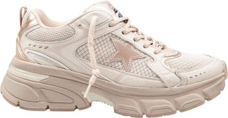 Golden Goose Lightstar Leather And Mesh Sneakers Colour Taupe