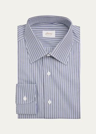 Brioni Mens Striped Cotton Dress Shirt