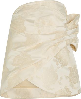 Simone Rocha Simone Rocha Floral-jacquard Gathered Satin top - Cream - 10 (UK10 / S)