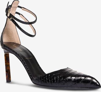 Tom Ford Leder-Pumps mit Schlangenpr&auml;gung und Riemen