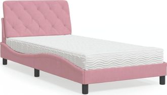 vidaXL Cama Con Colch&oacute;n Terciopelo Rosa 100x200 Cm Vidaxl