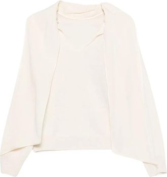 Semicouture Gebreide Vest - Dames - Vesten - Wit - S - Wol - Truien & Vesten
