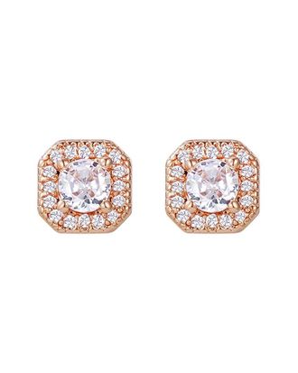 Adornia Adornia 14K Rose Gold Plated Cz Halo Square Cushion Stud Earrings