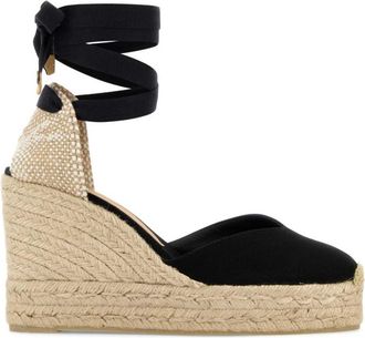 Castaner Black Lace Up Wedge Espadrilles