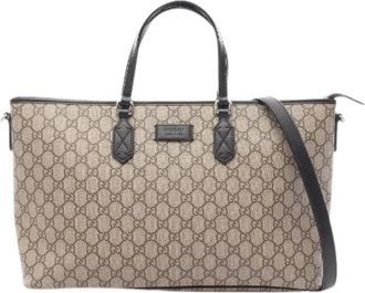Gucci Pre-owned GG Supreme Coated Canvas 2way Tote Bag - Dames - Vintage Shopper - Beige - ONE Size - Leer - Vintage