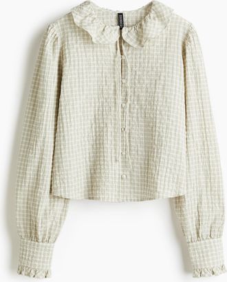 H&M Bluse mit Volantkragen - Green